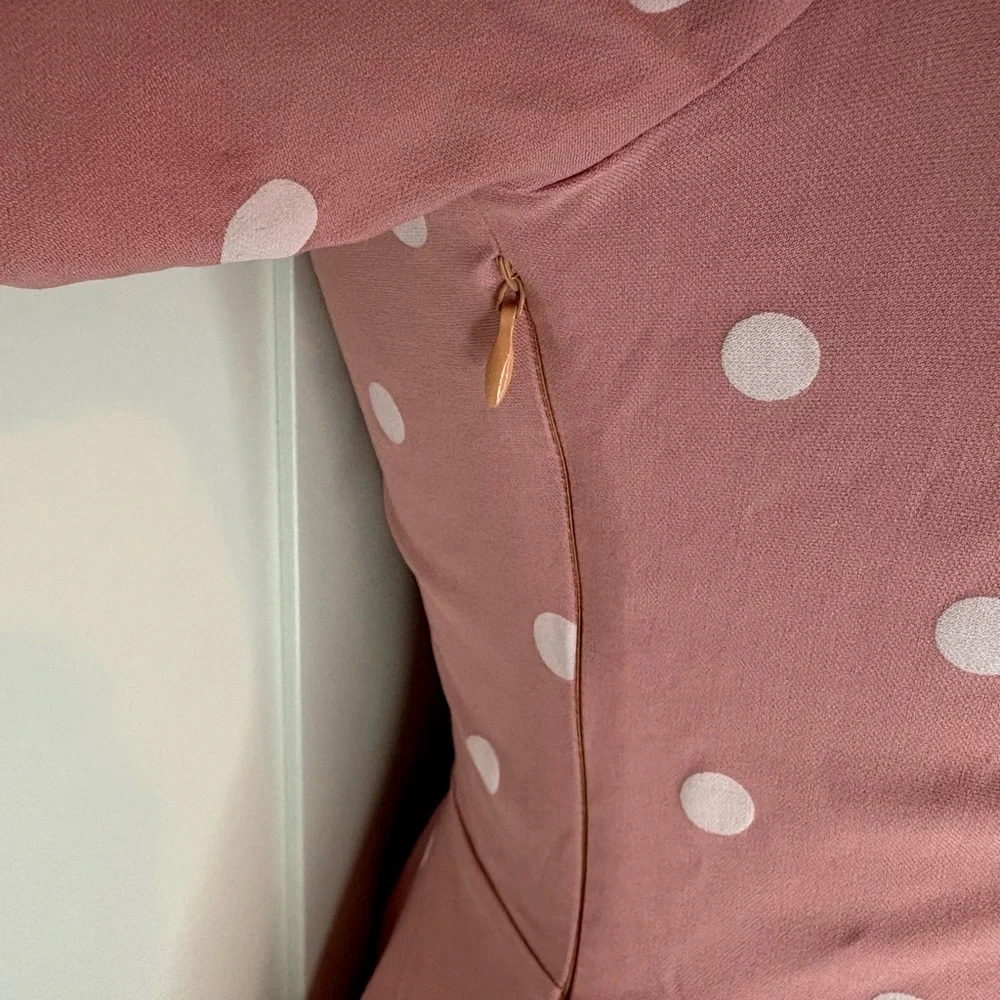 NWT GownTown Pink Polka Dot Vintage Style Fit & Flare Dress Small - Picture 6 of 11